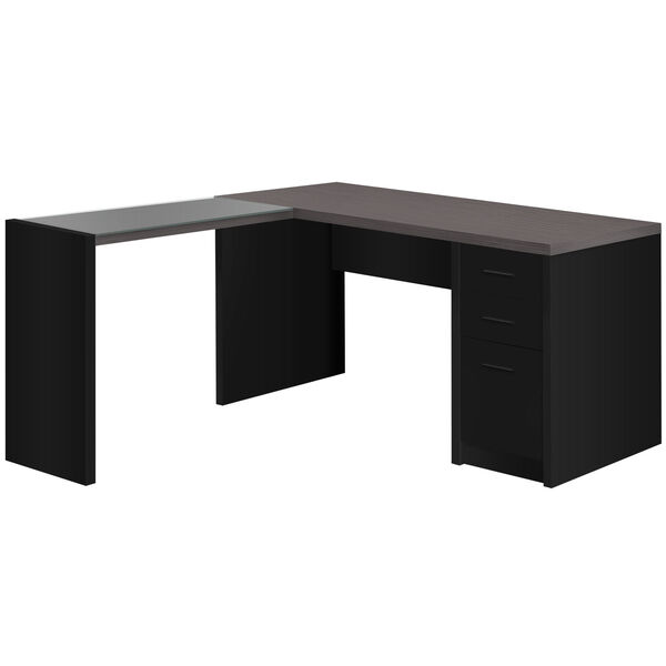 Black and Gray 55-Inch Computer Desk, image 1