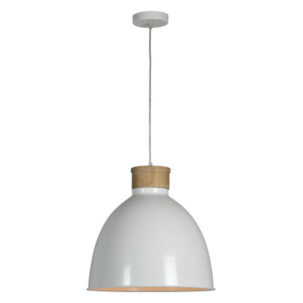 Essex Natural Wood and White One-Light Pendant, image 1