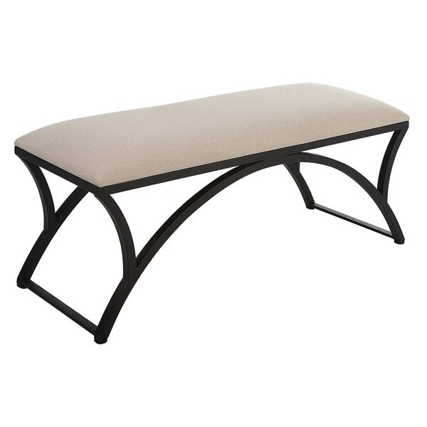 Whittier Black and Oatmeal Arch Accent Bench, image 5