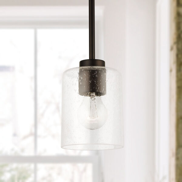 HomePlace Greyson Bronze Mini Pendant with Clear Seeded Glass, image 2