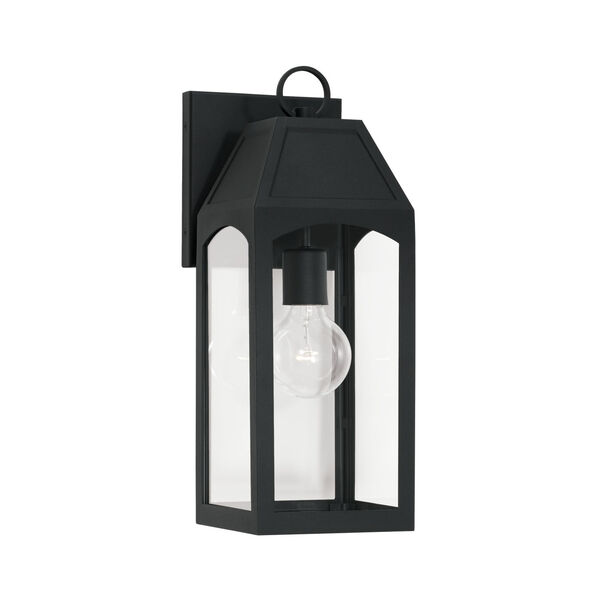 Burton Black Outdoor One-Light Wall Lantern with Clear Glass, image 1
