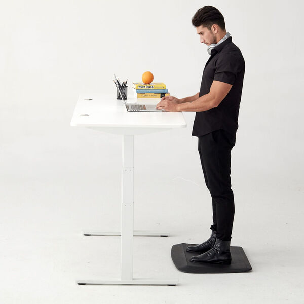 Autonomous White Frame White Matte Top Premium Adjustable Height Sit to Stand Desk, image 2