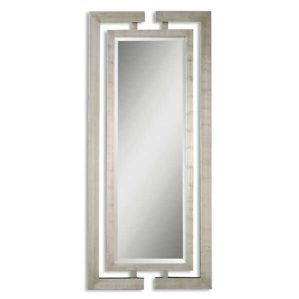 Jamal Scratched Silver Leaf Rectangular Mirror, image 2