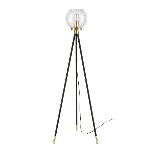 Union Black and Satin Brass and Clear 20-Inch Floor Lamp, image 2