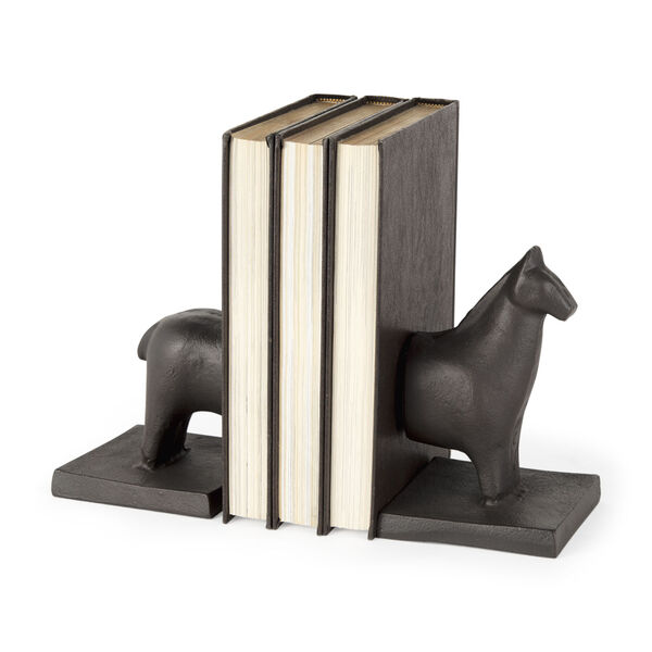 Sphynx III Black Horse Shaped Bookend, Set of 2, image 1