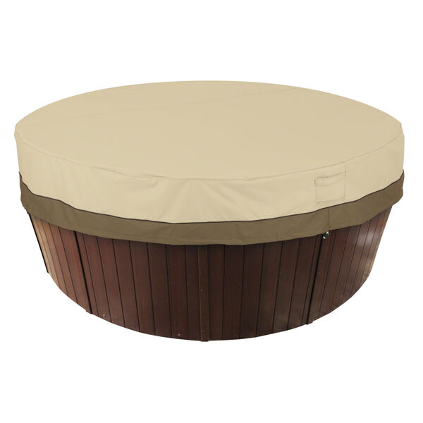 Ash Beige and Brown Round Hot Tub Cover, image 1
