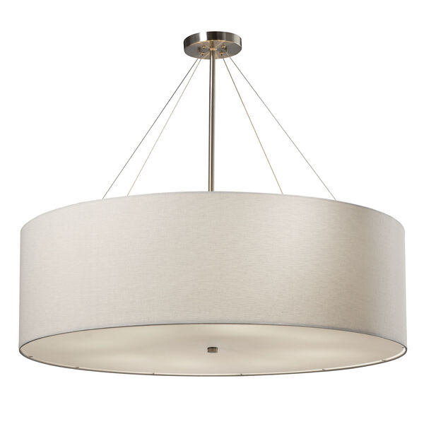 Textile Classic Brushed Nickel and White Eight-Light Pendant, image 1