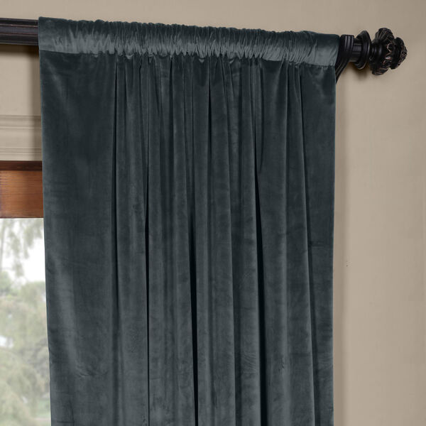 Blue 108 x 50 In. Plush Velvet Curtain Single Panel, image 3