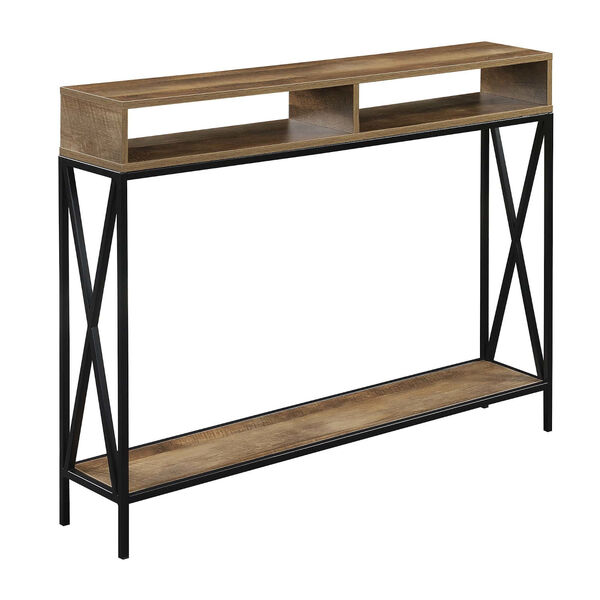 Tucson Deluxe Weathered Barnwood and Black Console Table with Shelf, image 1