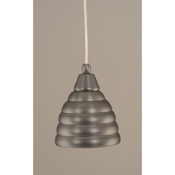 Brushed Nickel Mini Pendant with 6-Inch Beehive Metal Shade, image 1
