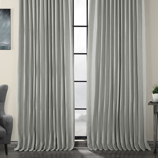 Heather Grey Faux Linen Extra Wide Blackout Curtain Single Panel, image 6