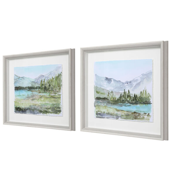 Plein Air Reservoir White and Brown Watercolor Prints, Set of 2, image 4