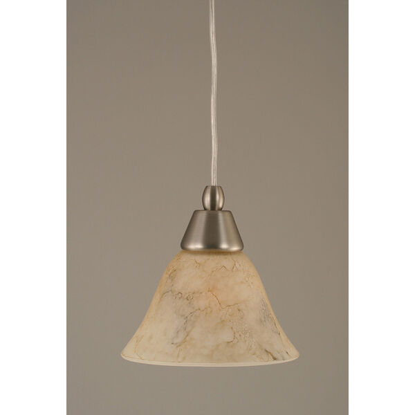 Brushed Nickel Mini Pendant with 7-Inch Italian Marble Glass, image 1