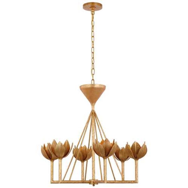 Alberto Antique Gold Six-Light Small Low Ceiling Chandelier by Julie Neill, image 1