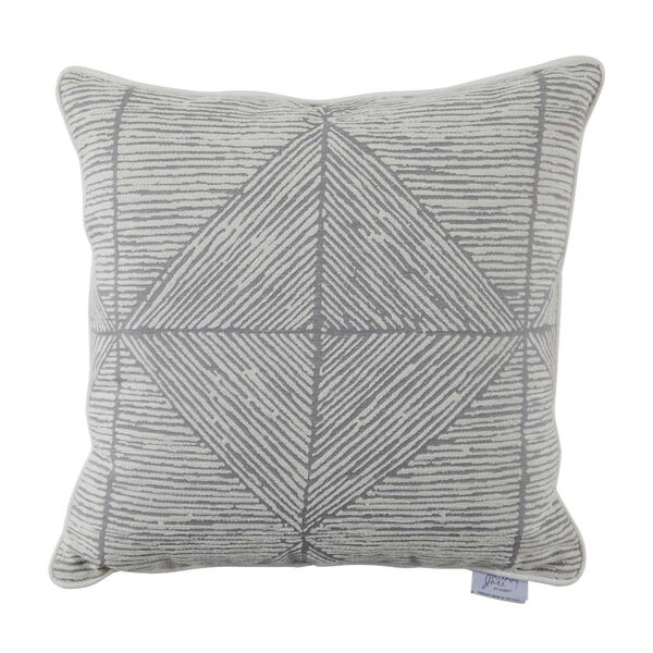 Mandla Pewter and Snow 24 x 24 Inch Pillow with Linen Welt, image 1
