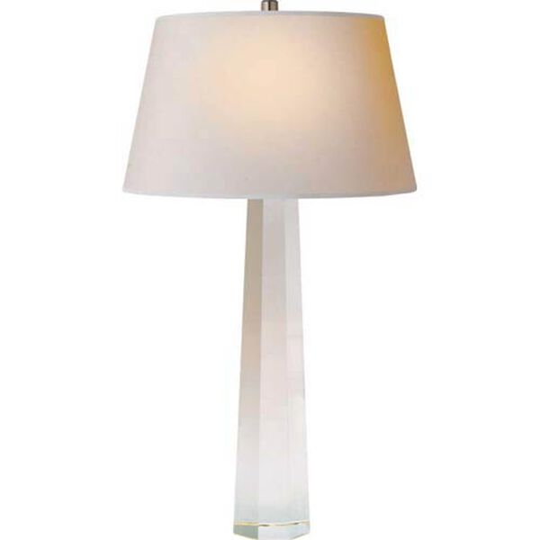 Octagonal Spire Large Table Lamp in Crystal with Natural Paper Shade by Chapman and Myers, image 1
