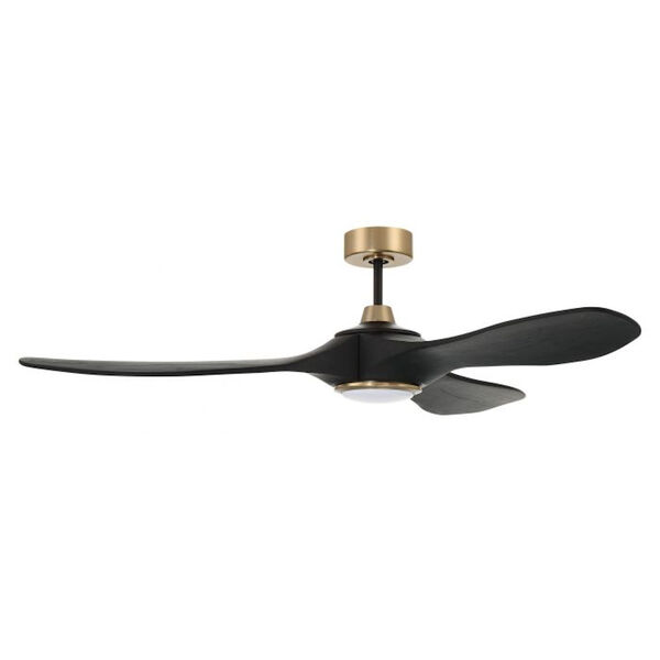 Envy Flat Black and Satin Brass 60-Inch DC Motor LED Ceiling Fan, image 1