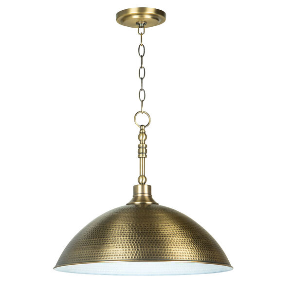 Timarron Legacy Brass One-Light Pendant with Hammered Metal Shade, image 1