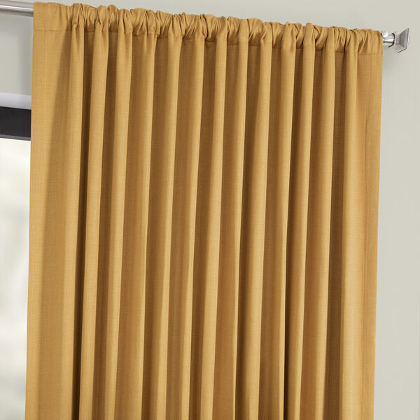 Gold Faux Linen Extra Wide Blackout Single Panel Curtain 100 x 96, image 3