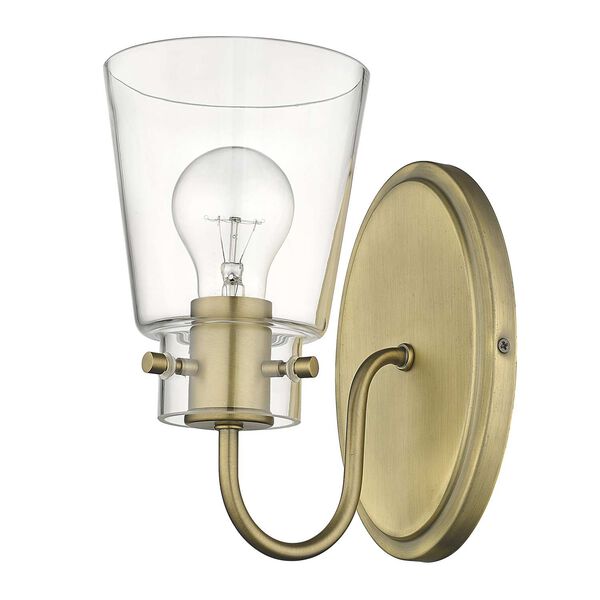 Bristow Antique Brass One-Light Bath Sconce with Clear Glass, image 3