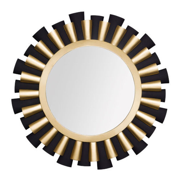 Daphne Matte Black French Gold 36-Inch Wall Mirror, image 1