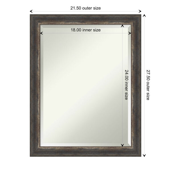 Bark Brown 22W X 28H-Inch Bathroom Vanity Wall Mirror, image 6