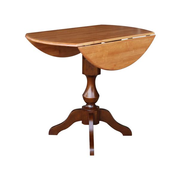 Cinnamon and Espresso 36-Inch High Round Pedestal Dual Drop Leaf Table, image 4