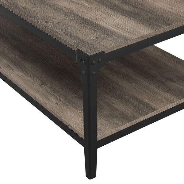 Angle Iron Rustic Wood Coffee Table - Grey Wash, image 9
