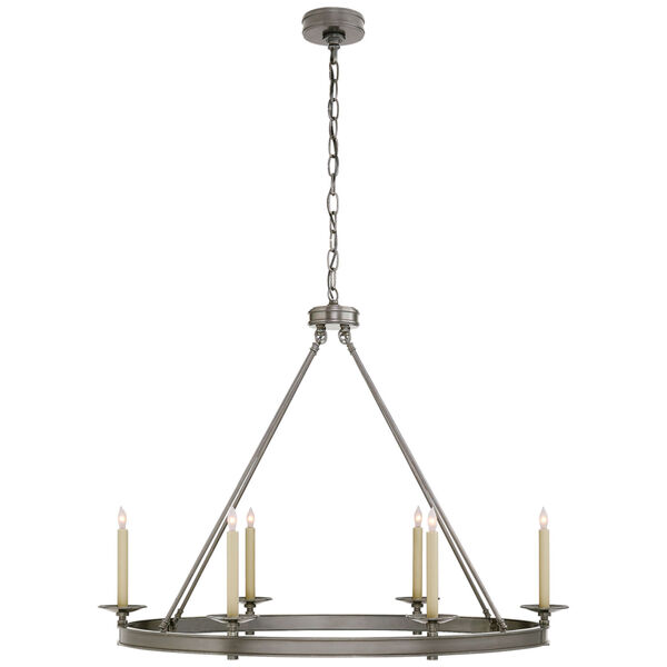 Launceton Large Oval Chandelier in Antique Nickel by Chapman and Myers, image 1