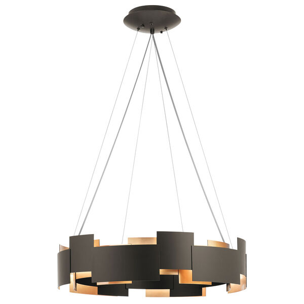 Moderne Olde Bronze 27-Inch Two-Light LED Pendant with Polycarbonate Shade, image 1