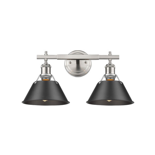 Orwell Pewter Two-Light Bath Vanity with Black Shades, image 2