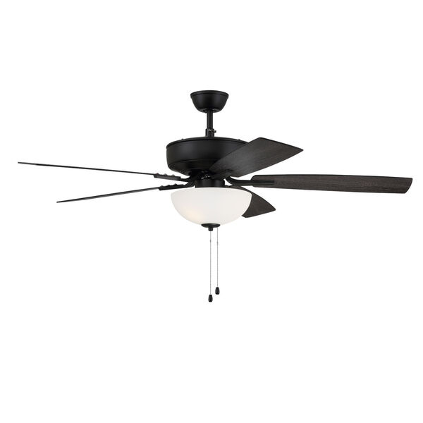 Pro Plus Flat Black 52-Inch Two-Light Ceiling Fan with White Frost Bowl Shade, image 5