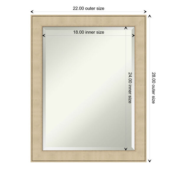 Honey and Silver 22W X 28H-Inch Bathroom Vanity Wall Mirror, image 6