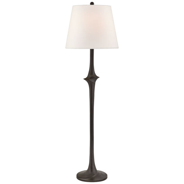 Bates Large Sculpted Floor Lamp in Aged Iron with Linen Shade by Chapman  and  Myers, image 1