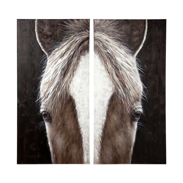 Equus Diptych Horse 30 In. x 60 In. Original Hand Painted Oil Painting, image 2