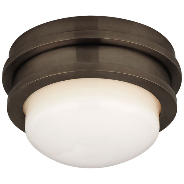Launceton 5-Inch Solitaire Flush Mount in Bronze with White Glass by Chapman and Myers, image 1