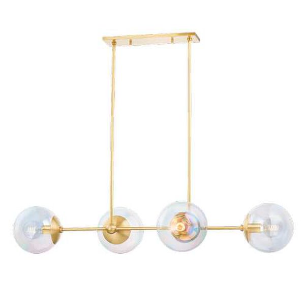 Ophelia Aged Brass Four-Light Chandelier, image 1