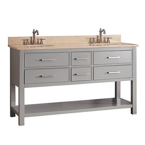 Brooks Chilled Gray 60-Inch Vanity Combo with Galala Beige Marble Top, image 2