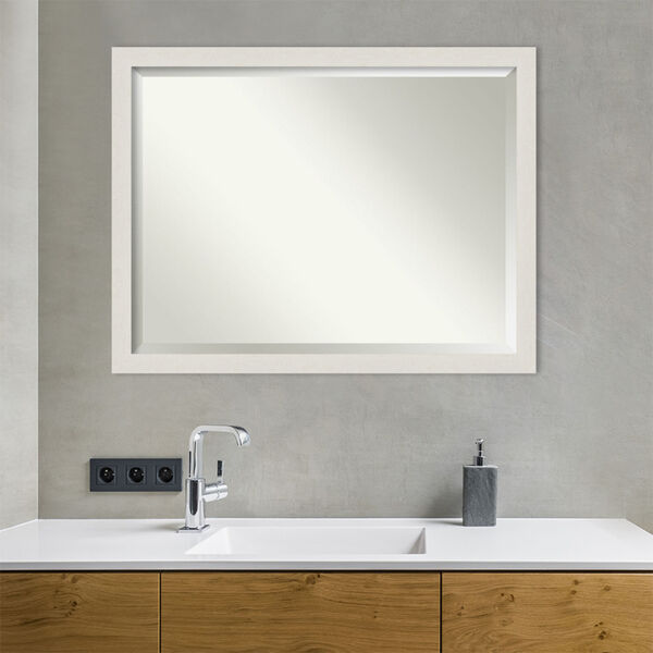 Rustic Plank White 43W X 33H-Inch Bathroom Vanity Wall Mirror, image 3