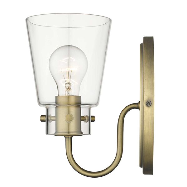 Bristow Antique Brass One-Light Bath Sconce with Clear Glass, image 5