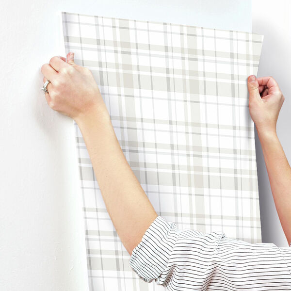 A Perfect World Neutral Polka Dot Plaid Wallpaper - SAMPLE SWATCH ONLY, image 3
