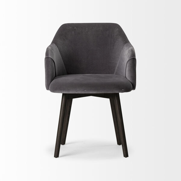 Ronald II Gray Velvet and Black Dining Arm Chair, image 2