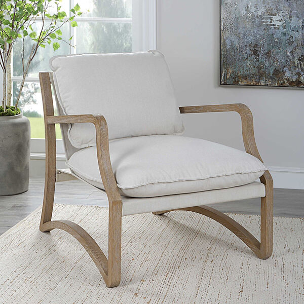 Melora White and Natural Accent Chair, image 3