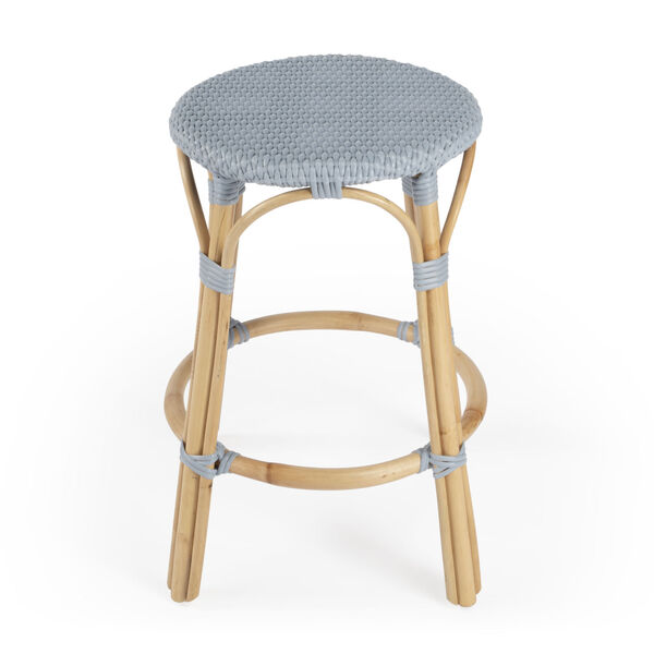 Tobias Baby Blue on Natural Rattan Counter Stool, image 2