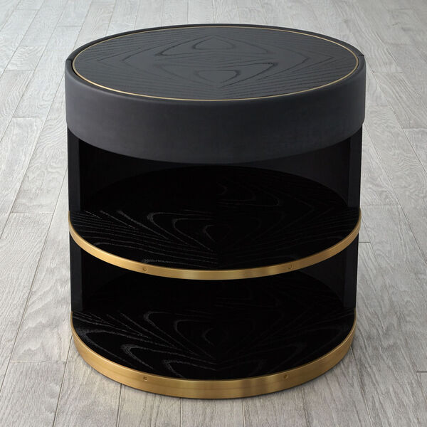 Ellipse Black and Brass Bedside Cabinet, image 4