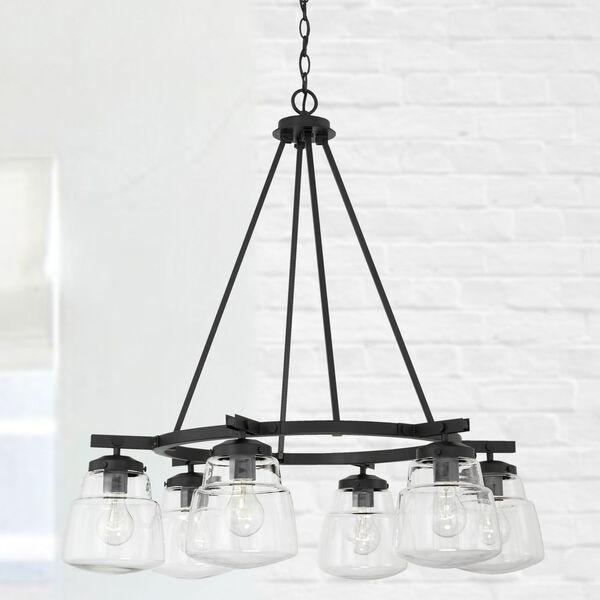 Dillon Matte Black Six-Light Chandelier with Clear Glass, image 2