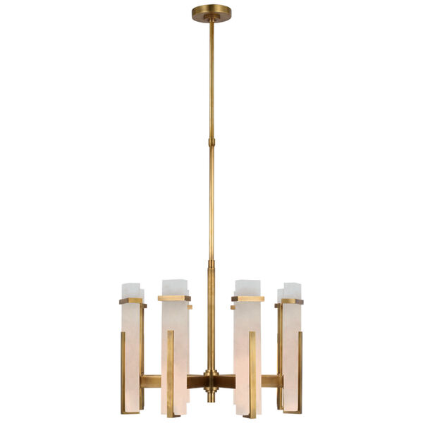 Malik Medium Chandelier in Hand-Rubbed Antique Brass with Alabaster by Ian K. Fowler, image 1