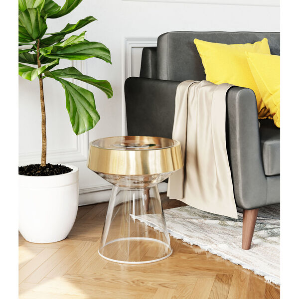 Skya Clear and Gold Side Table, image 2