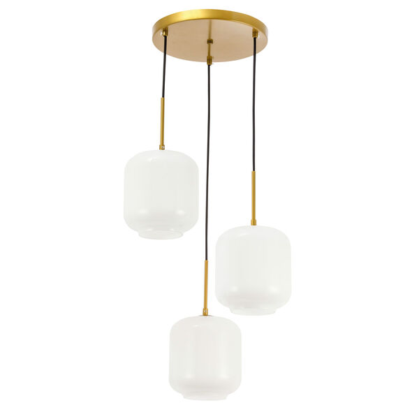 Collier Brass 18-Inch Three-Light Pendant with Frosted White Glass, image 5