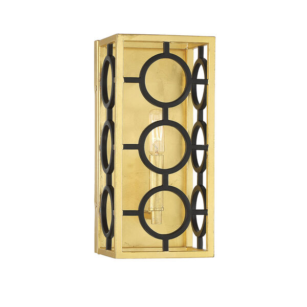 Kirsch Matte Black and True Gold One-Light Wall Sconce, image 1
